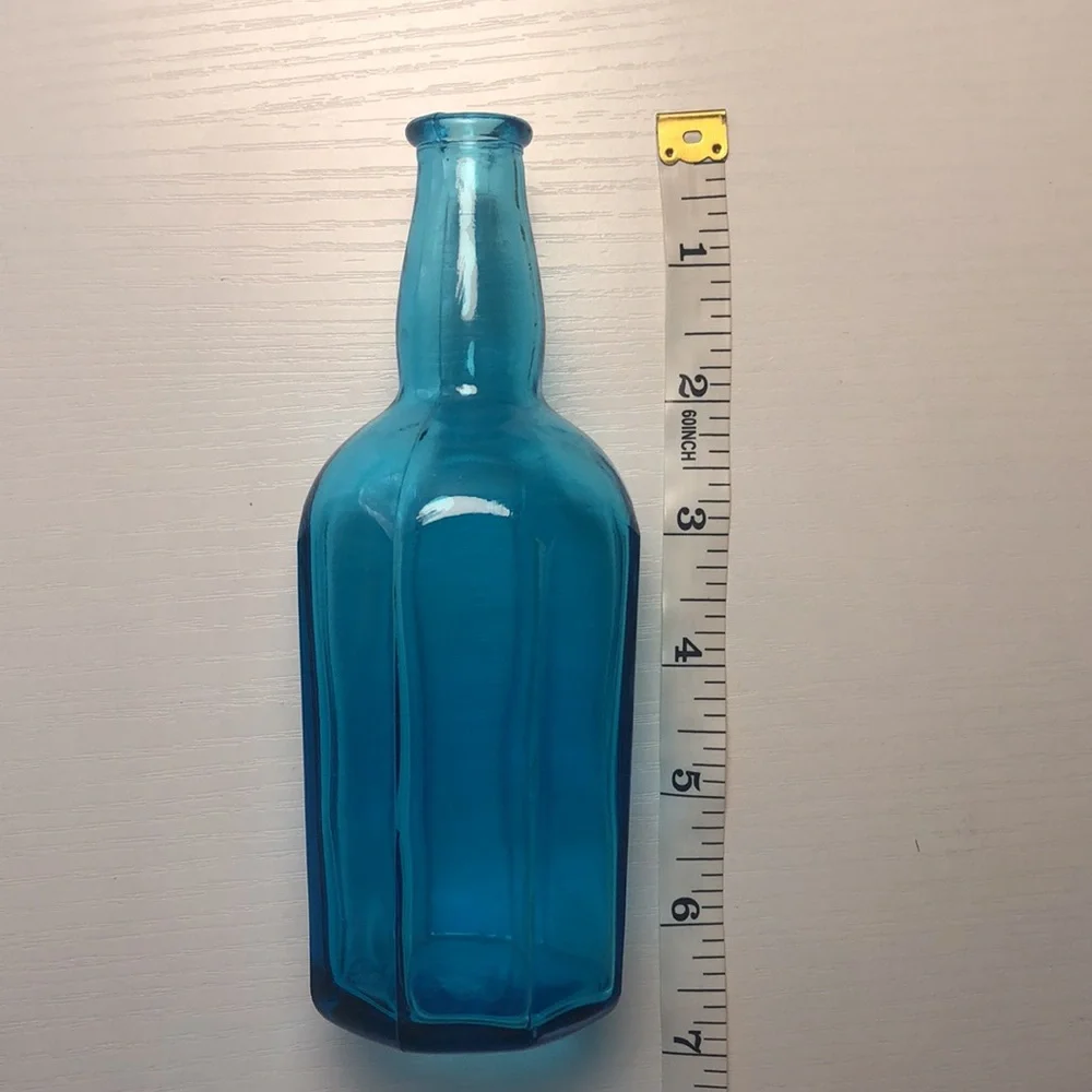 Blue Glass Mid Century C/O Japan Vintage Bottle
